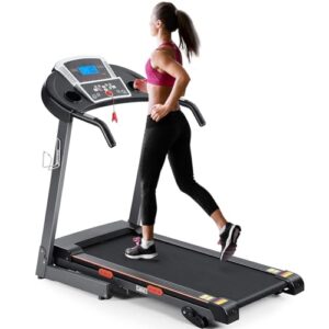 treadmill for home folding treadmill running machine electric treadmill with 3-level manuel incline 15 preset training programs on lcd display and 2.5hp power 8.5mph max speed 220lbs black