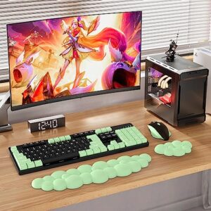 Artiron Cloud Wrist Rest for Computer Keyboard and Mouse Pad with Wrist Rest Set, Ergonomic Memory Foam Cloud Palm Rest, Leather Keyboard Wrist Support with Non-Slip PU Base for Gaming, Home, Green