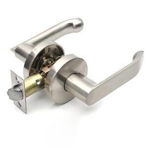 jianlei door lever passage, door handle, zinc alloy material, three-bar handle lock, twist 45 ° to unlock, heavy hand lock, reversible for right & left side(silver-passage, curved)