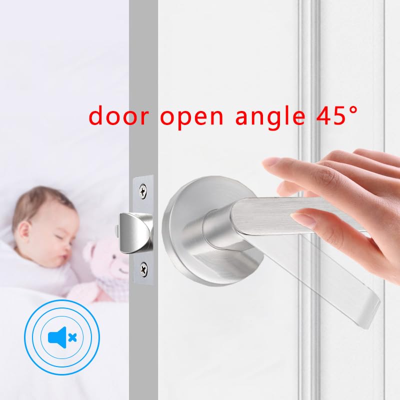 JIANLEI Door Lever Passage, Door Handle, Zinc Alloy Material, Three-bar Handle Lock, Twist 45 ° to Unlock, Heavy Hand Lock, Reversible for Right & Left Side(Silver-Passage, Curved)