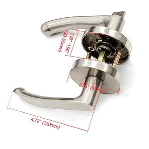 JIANLEI Door Lever Passage, Door Handle, Zinc Alloy Material, Three-bar Handle Lock, Twist 45 ° to Unlock, Heavy Hand Lock, Reversible for Right & Left Side(Silver-Passage, Curved)