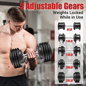 Adjustable Dumbbells Set of 2, 25 lb Weight Dumbbell Set for Home Gym,Dumbbells for Men and Women Workout Equipment