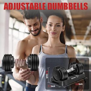 Adjustable Dumbbells Set of 2, 25 lb Weight Dumbbell Set for Home Gym,Dumbbells for Men and Women Workout Equipment