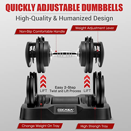 Adjustable Dumbbells Set of 2, 25 lb Weight Dumbbell Set for Home Gym,Dumbbells for Men and Women Workout Equipment