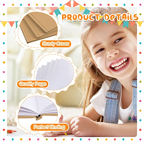 10 Pcs Hardcover Blank Book for Kids to Write Stories Hardcover Book Sketchbooks Blank Journal Books for Student Classroom DIY Drawing and Writing, 20 Sheets (Brown, 6 x 8 Inch)