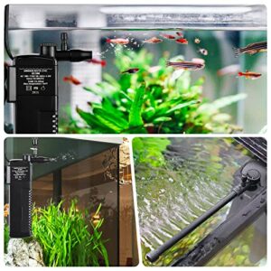 INKPET Aquarium Internal Filter, Submersible Power Filter for 10-20 Gallon Fish Tank with Adjustable Water Flow and Replacement Cartridge,80 GPH, 4.5W