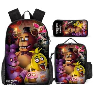 AOLDHYY fmuzad 3Pcs Cartoon Backpack Set for Boys and Girls,3D Print 17"