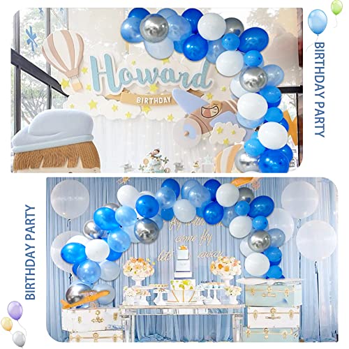 Blue Balloon Arch Kit, 126PCS Sliver Blue and White Garland Kit, Garland Kit for Birthday Party, Baby Shower Decoration, 10" and 5" Blue Balloon Graduation Decoration (Blue)