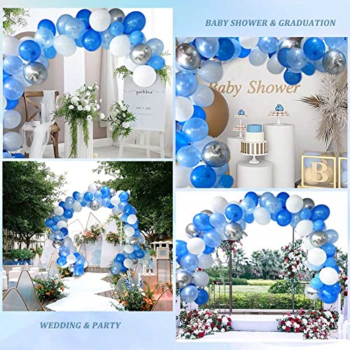 Blue Balloon Arch Kit, 126PCS Sliver Blue and White Garland Kit, Garland Kit for Birthday Party, Baby Shower Decoration, 10" and 5" Blue Balloon Graduation Decoration (Blue)