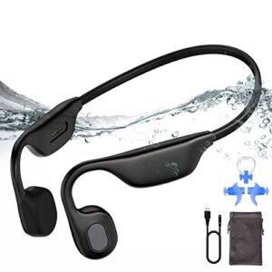 tonfarb bone conduction headphones open ear wireless bluetooth headset with mic sweat resistant bone conducting earphones for running fitness office home workouts cycling (black-swimming)