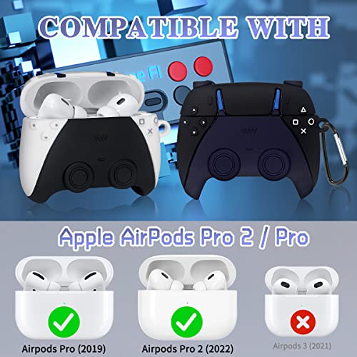 2 Pack Game Case for Apple AirPods Pro 2 & Pro Case, 3D Funny Game Machine Silicone Cartoon Kawaii Cool Protective Cover, Fashion Fun with Keychain Lanyard Boys Women for AirPods Pro 2nd Generation