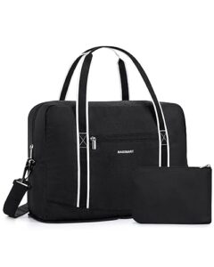 for spirit airlines personal item bag 18x14x8 bagsmart foldable travel duffel bag tote weekend overnight bag carry on luggage for women and men(black)