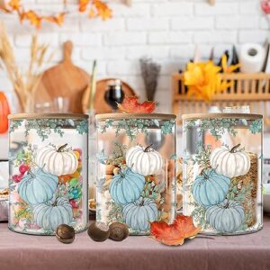 PINATA Blue Pumpkins Fall Decorations for Home, Canister Sets Kitchen Counter Countertop, Blue Farmhouse Decor, Organization and Storage 3.3''X3.3''X5.1'' Decor Container (3 Pack) 3.35 Diameter