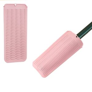 Heat Resistant Silicone Mat with Hanging Hole Style, Straightener Heat Resistant Travel Mat & Pouch for Curling Iron, Hair Straightener, Flat Iron and Other Hot Hair Styling Tools, 11X5 Inches, Pink