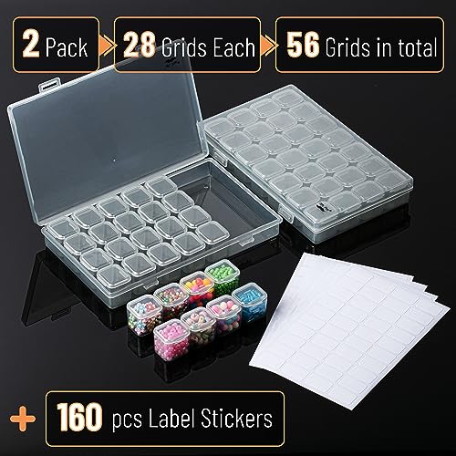 Mr. Pen-Bead Storage Containers, 28 Grids, 2 Pack, Grey, 160pcs Label Stickers, Bead Organizer, Craft Organizers and Storage, Bead Containers for Organizing, Bead Organizers and Storage, Bead Box