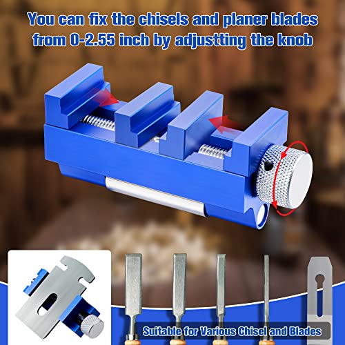 Hiboom Honing Guide Tool for Woodworking, Honing Guide for Chisels and Planes, Fits Chisels 0-2.4 Inch, Fits Planer Blades 0.25-2.55 Inch, Adjustable Angles and Wide Roller for Easy Sharpening