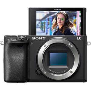 Sony a6400 Mirrorless Camera (ILCE-6400/B) + 64GB Card + NPF-W50 Battery + Card Reader + Corel Photo Software + HDMI Cable + Case + Flex Tripod + Hand Strap + Cap Keeper + More (Renewed)