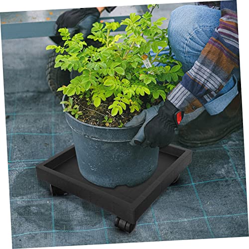 SECFOU 1pc Flower Pot Tray Tripod Dolly Metal Utility Cart Furniture Rollers Plant Stand Wheels Planter Saucer Tray Plant Caddy Square Outdoor Flowerpot Tray with Wheels Plant Pot Tray