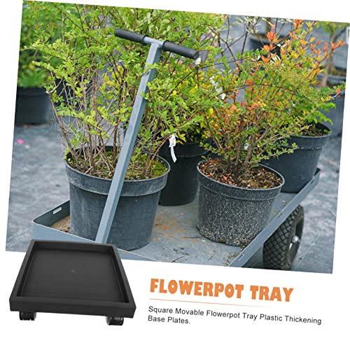 SECFOU 1pc Flower Pot Tray Tripod Dolly Metal Utility Cart Furniture Rollers Plant Stand Wheels Planter Saucer Tray Plant Caddy Square Outdoor Flowerpot Tray with Wheels Plant Pot Tray