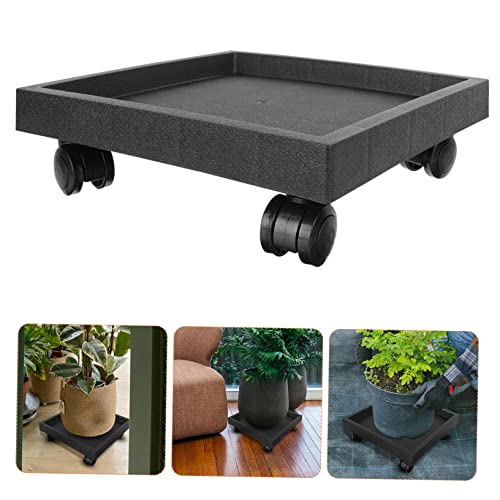 SECFOU 1pc Flower Pot Tray Tripod Dolly Metal Utility Cart Furniture Rollers Plant Stand Wheels Planter Saucer Tray Plant Caddy Square Outdoor Flowerpot Tray with Wheels Plant Pot Tray