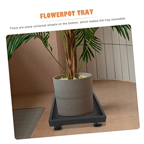 SECFOU 1pc Flower Pot Tray Tripod Dolly Metal Utility Cart Furniture Rollers Plant Stand Wheels Planter Saucer Tray Plant Caddy Square Outdoor Flowerpot Tray with Wheels Plant Pot Tray