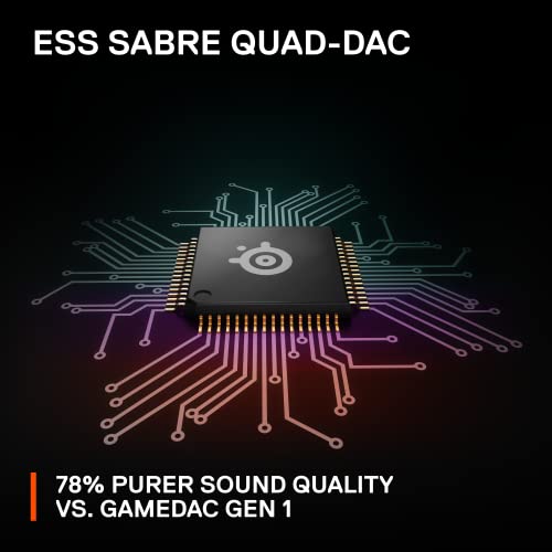 SteelSeries GameDAC Gen 2 Hi-Res Audio Amplifier - ESS Sabre Quad-DAC - AI Noise Cancellation - 360° Spatial Audio - Hi-Res Certified - PC, PS5, PS4