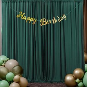 30ft×10ft Wrinkle Free Blackish Green Backdrop Curtain for Party Wedding 6 Panels 5ft×10ft Hunter Green Polyester Drapes for Curtain Backdrop Decor Birthday Baptism Photography Baby Shower