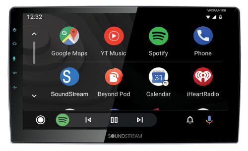 SOUNDSTREAM Double Din Car Stereo | Touchscreen 10 .6 Inch Car Radio Multimedia Player w/Apple CarPlay Android Auto Bluetooth Mirror Link | Touch 10” Car Audio Receivers Supports USB SD AUX Camera