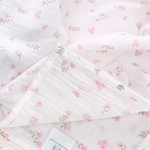 Miracle Baby Muslin Swaddle Blanket for Girl, 47"x47" 100% Cotton Muslin Extra-Large Swaddle Blankets, Muslin Swaddling Wrap Neutral Receiving Blanket for Newborn, 2 Pack, Rabbit + Flower