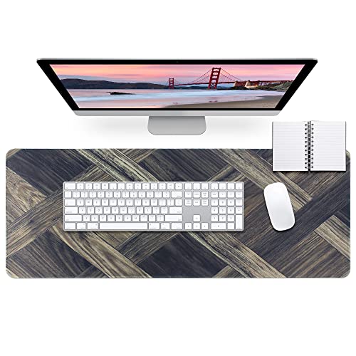 11.8x31.5 Inches Large Gaming Mouse Pad Mat with Stitched Edge Non-Slip Rubber Base Washable Resilient for Office Computers Laptop Table Mouse Pads Mats Accessory (Wood-Brain, X-Large)