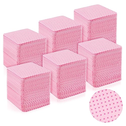 Lint Free Nail Wipes, Nail Polish Remover Pads 540PCS Eyelash Extension Wipes, Soft Non-Woven Acetone Nail Polish Remover Pads Nail Wipes for Nail Prep and Gel Polish Remover, Pink