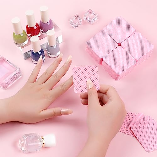 Lint Free Nail Wipes, Nail Polish Remover Pads 540PCS Eyelash Extension Wipes, Soft Non-Woven Acetone Nail Polish Remover Pads Nail Wipes for Nail Prep and Gel Polish Remover, Pink