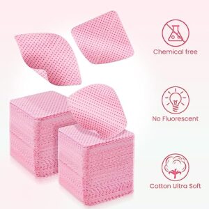 Lint Free Nail Wipes, Nail Polish Remover Pads 540PCS Eyelash Extension Wipes, Soft Non-Woven Acetone Nail Polish Remover Pads Nail Wipes for Nail Prep and Gel Polish Remover, Pink