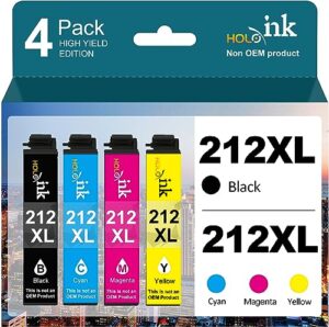 212xl new upgraded chips ink cartridges remanufactured replacement for epson 212 t212xl ink cartridges for xp-4100 xp-4105 wf-2850 wf-2830 (bcmy, 4 pack)