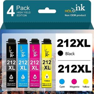 212XL New Upgraded Chips Ink Cartridges Remanufactured Replacement for Epson 212 T212XL Ink Cartridges for XP-4100 XP-4105 WF-2850 WF-2830 (BCMY, 4 Pack)