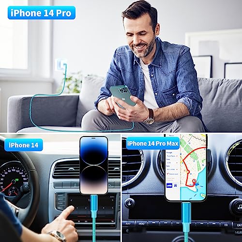 [Apple MFi Certified] iPhone Fast Car Charger, Braveridge 4.8A Dual USB Power Rapid Car Charge Adapter with 2Pack Lightning to USB Cable Quick Car Charging for iPhone 14 13 12 11 Pro/XS/XR/X/SE 8/iPad