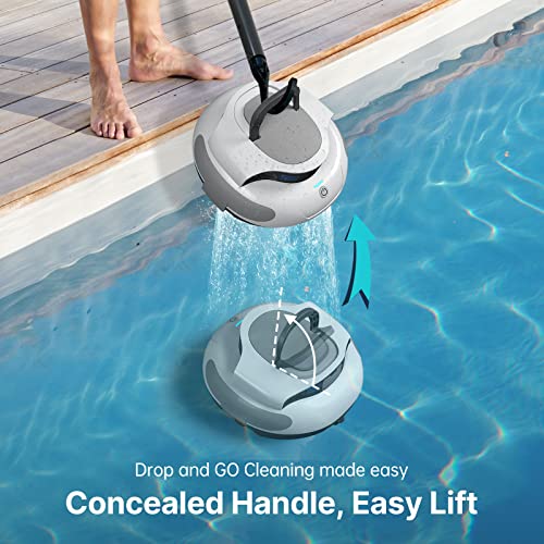 Upgraded - POOLPURE Robotic Pool Vacuum, Cordless Pool Cleaner Lasts 2 Hours, Self-Parking, Dual-Motor, IPX8 Waterproof, Automatic Cleaner Ideal for Above/In-Ground Flat Pools up to 40 Feet