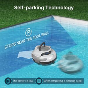 Upgraded - POOLPURE Robotic Pool Vacuum, Cordless Pool Cleaner Lasts 2 Hours, Self-Parking, Dual-Motor, IPX8 Waterproof, Automatic Cleaner Ideal for Above/In-Ground Flat Pools up to 40 Feet