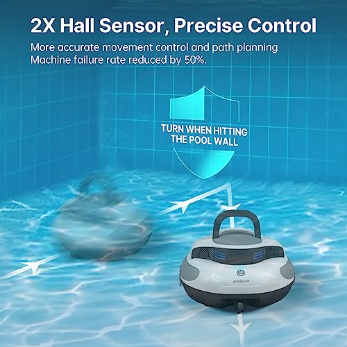 Upgraded - POOLPURE Robotic Pool Vacuum, Cordless Pool Cleaner Lasts 2 Hours, Self-Parking, Dual-Motor, IPX8 Waterproof, Automatic Cleaner Ideal for Above/In-Ground Flat Pools up to 40 Feet