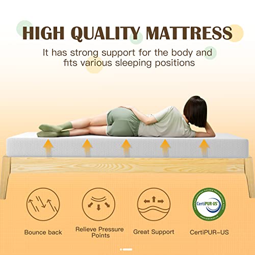 PayLessHere 8 inch Memory Foam Mattress Cooling Gel Green Tea Infused Mattress,Fiberglass Free,CertiPUR-US Certified,Breathable Bed Mattress for Cooler Sleep Supportive & Pressure Relief,White Twin