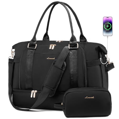 Gym Bag for Women LOVEVOOK Travel Duffel Bag with USB Charging Port,Weekender Bags for Women with Shoe Compartment,Carry on Overnight Bag with Toiletry Bag,Hospital Bags for Labor and Deliver