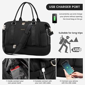 Gym Bag for Women LOVEVOOK Travel Duffel Bag with USB Charging Port,Weekender Bags for Women with Shoe Compartment,Carry on Overnight Bag with Toiletry Bag,Hospital Bags for Labor and Deliver