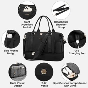 Gym Bag for Women LOVEVOOK Travel Duffel Bag with USB Charging Port,Weekender Bags for Women with Shoe Compartment,Carry on Overnight Bag with Toiletry Bag,Hospital Bags for Labor and Deliver