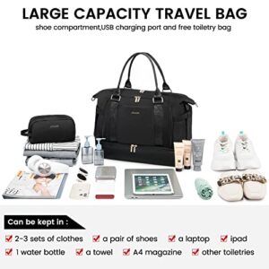 Gym Bag for Women LOVEVOOK Travel Duffel Bag with USB Charging Port,Weekender Bags for Women with Shoe Compartment,Carry on Overnight Bag with Toiletry Bag,Hospital Bags for Labor and Deliver