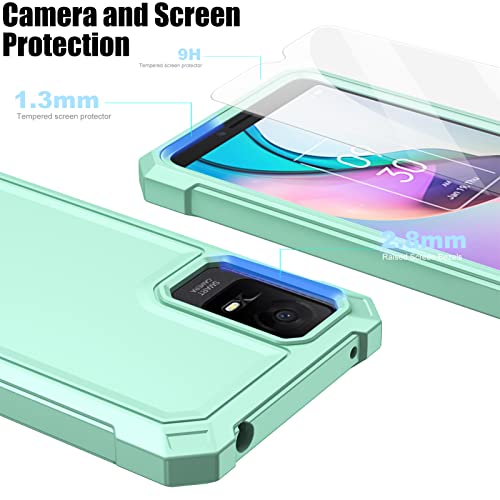 Ailiber Phone Case for TCL 30Z(T602DL), TCL 30 LE Case with Screen Protector, 2 Layer Structure Protection, Shockproof Corner TPU Bumper, Slim Silicone Phone Cover for Straight Talk TCL 30Z-Mint Green