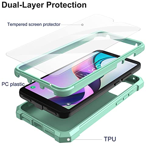 Ailiber Phone Case for TCL 30Z(T602DL), TCL 30 LE Case with Screen Protector, 2 Layer Structure Protection, Shockproof Corner TPU Bumper, Slim Silicone Phone Cover for Straight Talk TCL 30Z-Mint Green