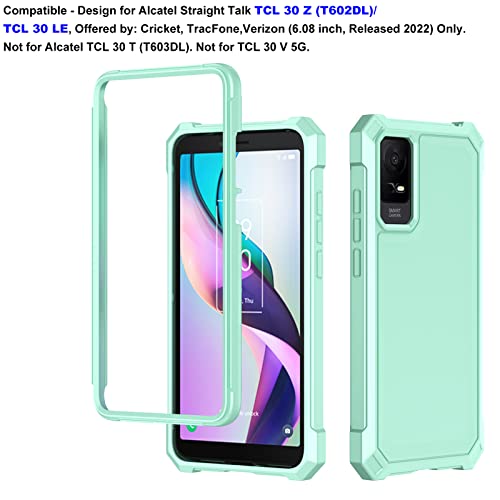 Ailiber Phone Case for TCL 30Z(T602DL), TCL 30 LE Case with Screen Protector, 2 Layer Structure Protection, Shockproof Corner TPU Bumper, Slim Silicone Phone Cover for Straight Talk TCL 30Z-Mint Green