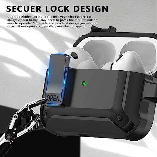 for AirPods Pro 2nd/1st Generation Case Cover with Cleaner kit &3 Pairs Replacement Ear Tips with Noise Reduction Hole(S/M/L),with Secure Lock Protective for Apple AirPods Pro 2022/2019 Charging Case