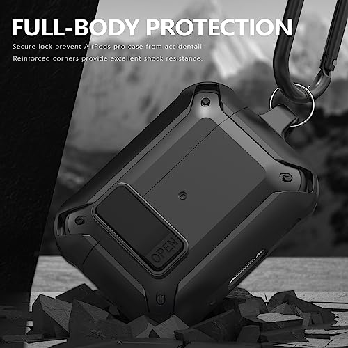 for AirPods Pro 2nd/1st Generation Case Cover with Cleaner kit &3 Pairs Replacement Ear Tips with Noise Reduction Hole(S/M/L),with Secure Lock Protective for Apple AirPods Pro 2022/2019 Charging Case