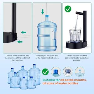 Desk Water Dispenser, Water Pump for 5 Gallon Bottle, Desktop Bedside Water Dispenser, 5 Gallon Smart Table Water Dispenser, Portable Detachable Type-C Charging, Application Home, Office, Camping